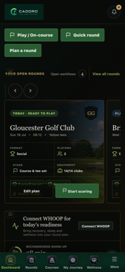 MyGolf clubhouse on mobile