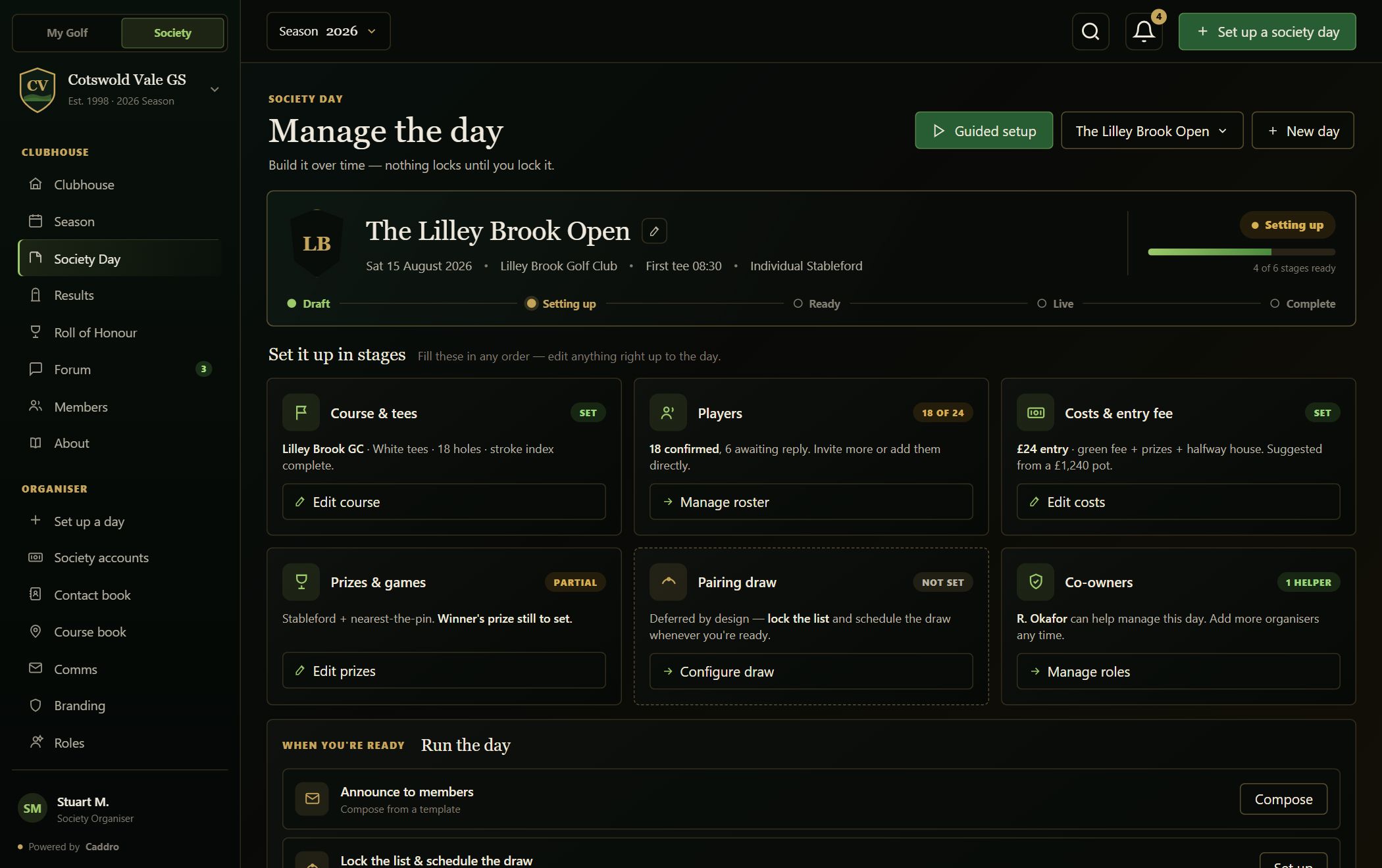 Society Day management hub